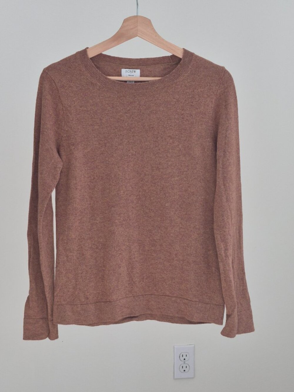 J.Crew Teddie Sweater Small  Brown Ginger Marl Cotton Wool Blend Crewneck